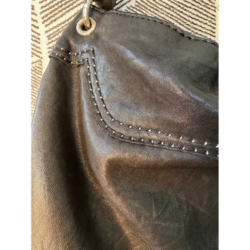 Lucky Brand‎ Black Leather Studded Boho Hobo Shoulder Bag - Picture 2 of 8